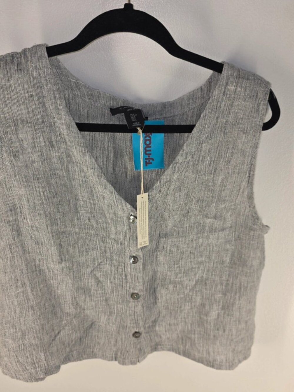 Tahari Linen Blouse Sleeveless top Womens Large L New with Tags